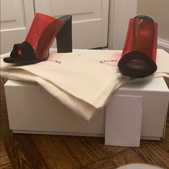 Celine Red/Black Heels - Picture 3 of 10